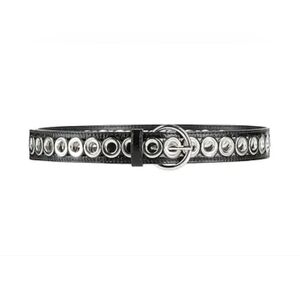 Sandro Black Leathet Belt With Gold Eyelet Embellishments